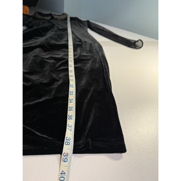 M&S Black Velvet Long Sleeve Secret Support Dress Sz US 8 Wednesday Addams Goth - Picture 12 of 13